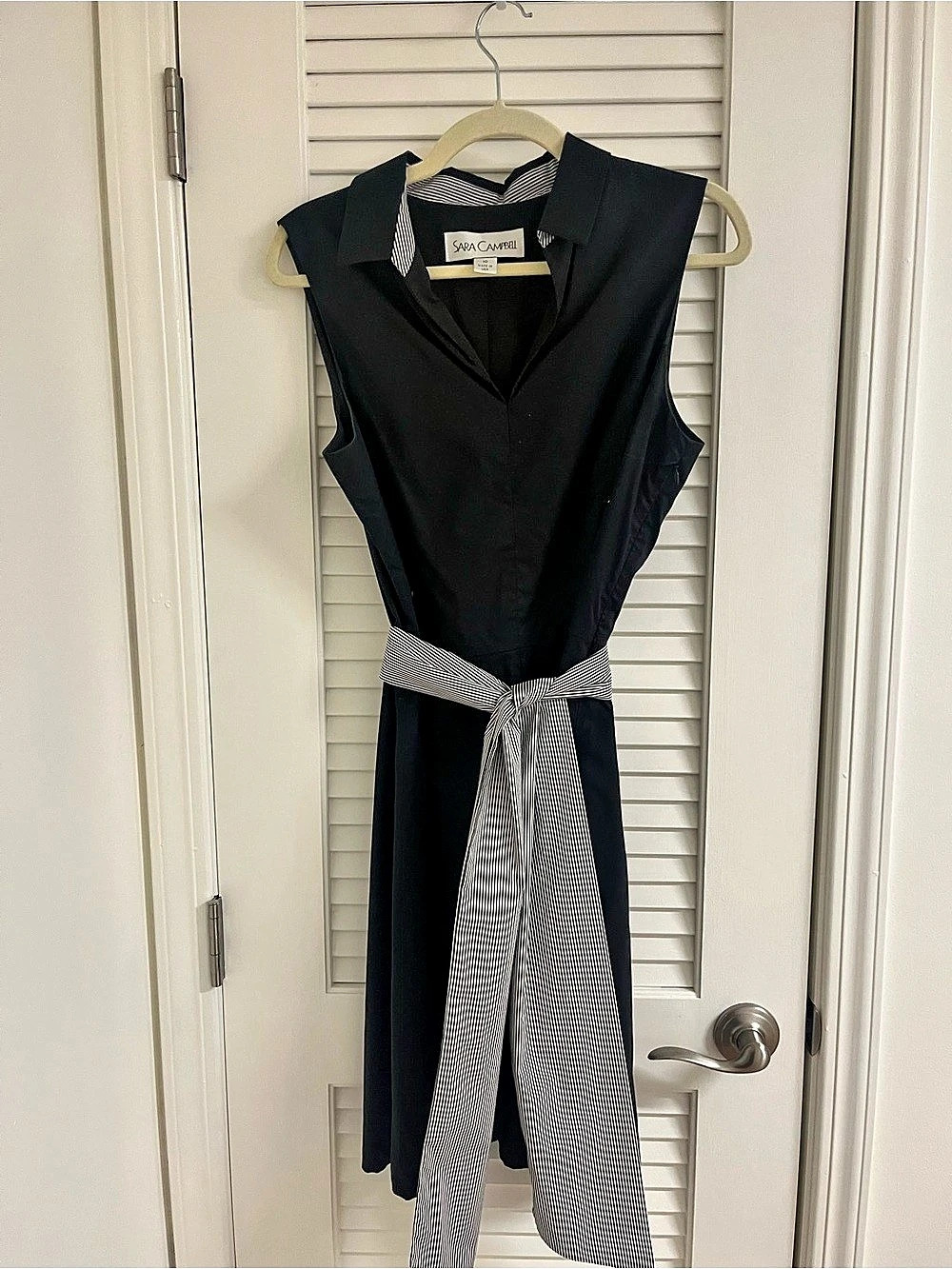 Sara Campbell Black & White Striped Midi Dress Size 10
